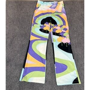 NWT House Of Sunny Nice To Meet You Psychedelic UFO Print Flare Pants US 6